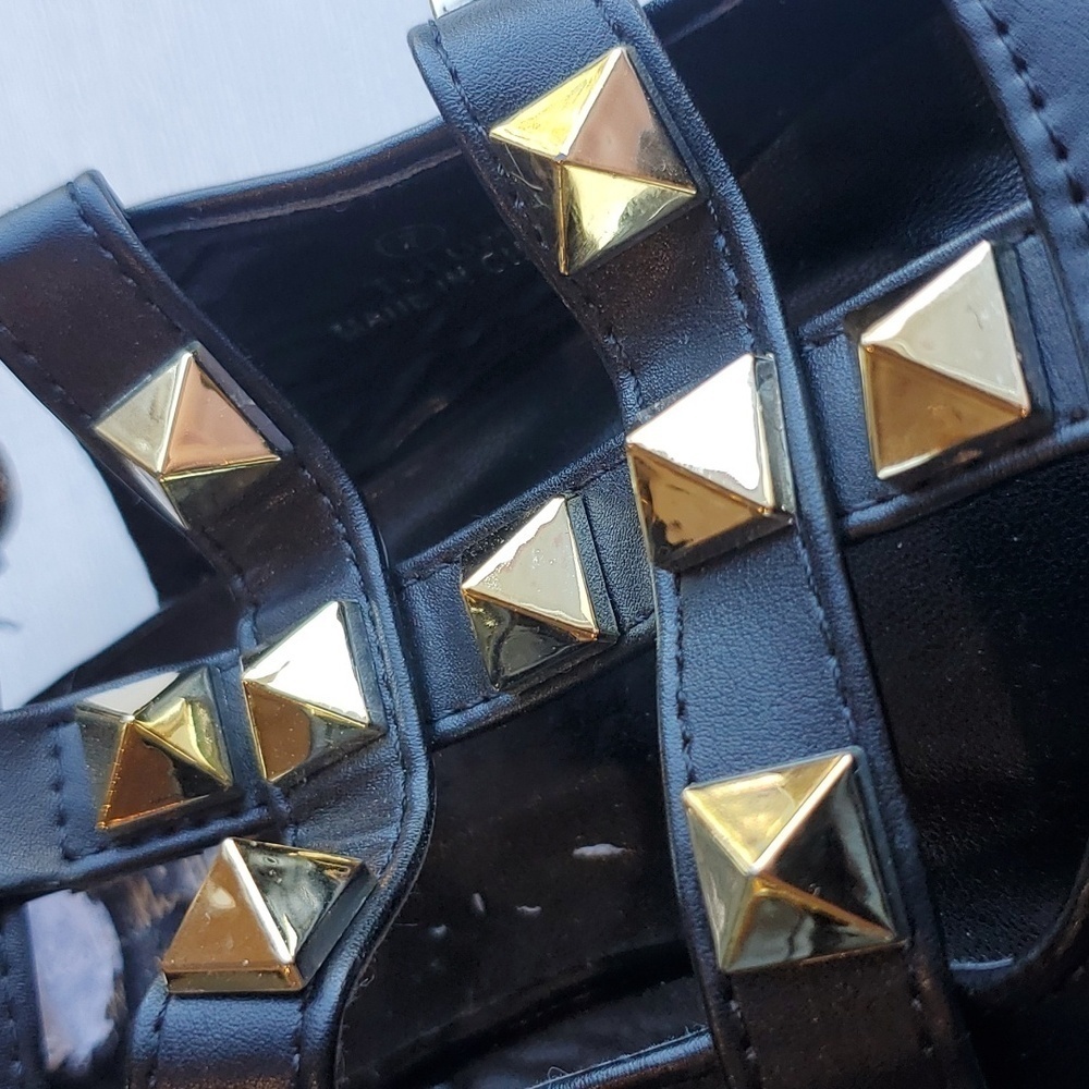 Nicole Miller Tulum Black Faux Leather Studded Pointy Toe Flats 7 NWOT - Picture 3 of 7
